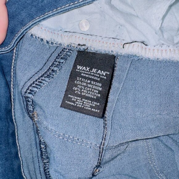 Wax Jean Medium Wash Denim Mid Rise Distressed Skinny Jean size 3 - Picture 6 of 7